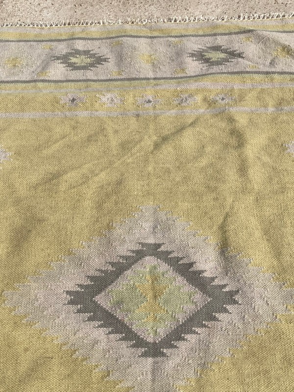 Vintage Traditional Handmade Turkish Geometric Wool Flat Kilim Rug 156x100 cm gallery