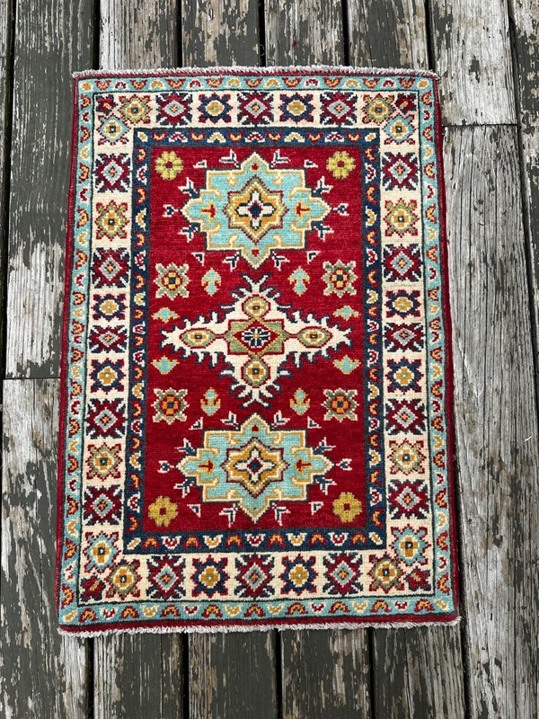 Colorful Fine Quality New Handmade Afghan Kazakh Accent Rug, 2'x3' gallery