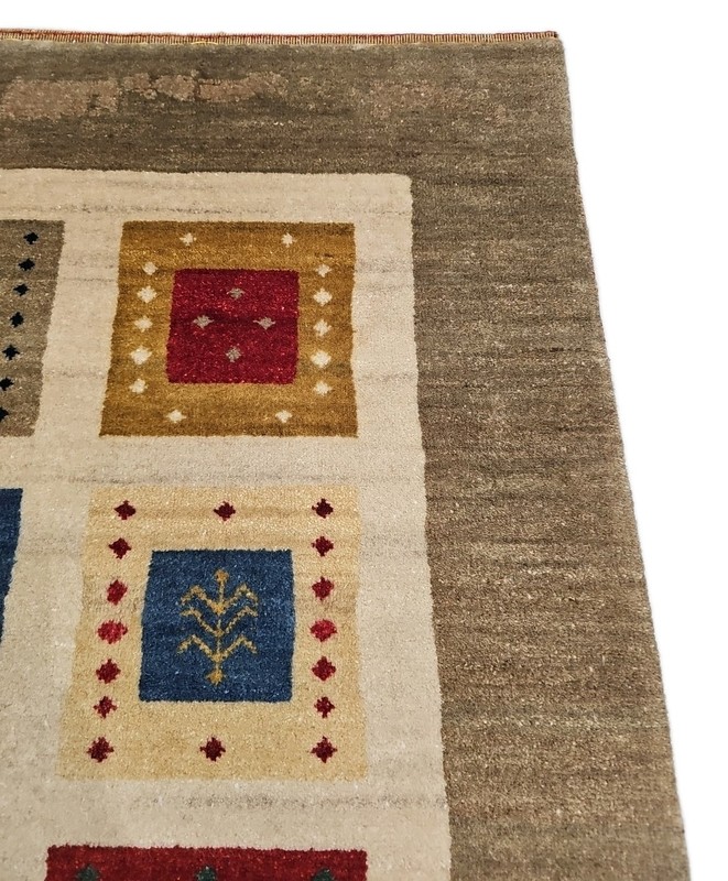 Hand-knoted 100% Wool Gabeh Caucasian Multicolor Azerbaijan 3'11"×5'10' Fine Rug gallery