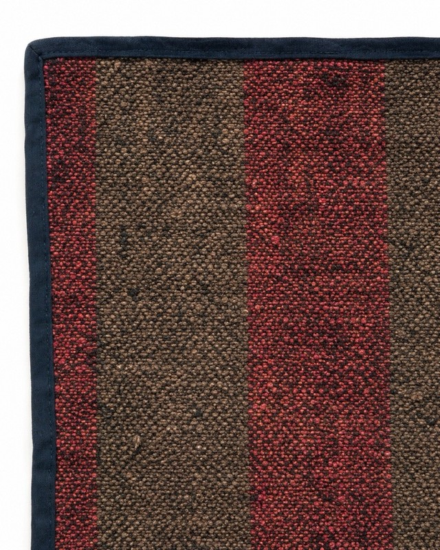 Vintage Afghan Wool Silk Kilim Rug Mat Handmade Tribal Striped Brown Red 19x19 gallery
