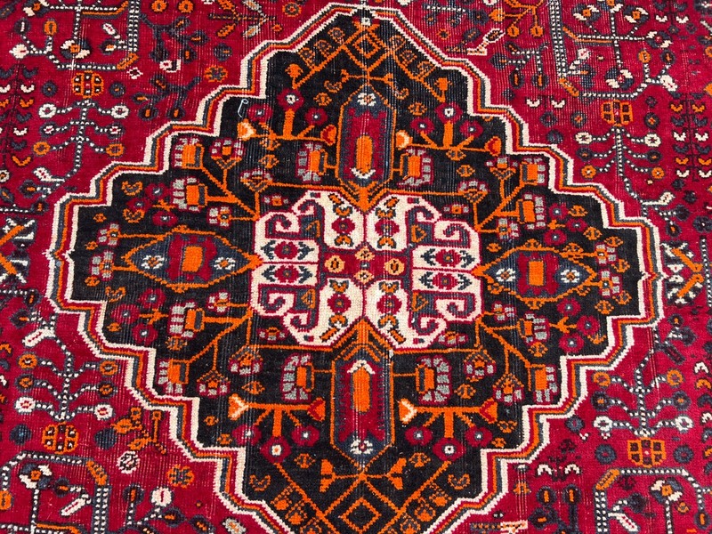 Vintage Caucasian Medallion Rug 4'9x7'10 Red Hand Knotted Turkish Style Area Rug gallery