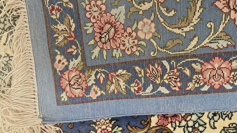 AUTHENTIC QOUM SILK WALL HANGING RUG SIGNED " REZVANI " gallery
