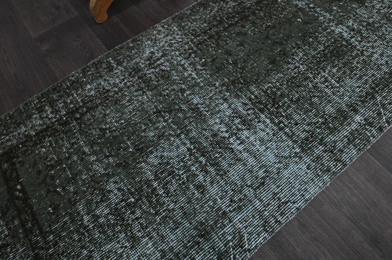 Vintage Turkish Runner Rug 2x5ft Wool Anatolian Handmade Hallway Oushak GREEN gallery