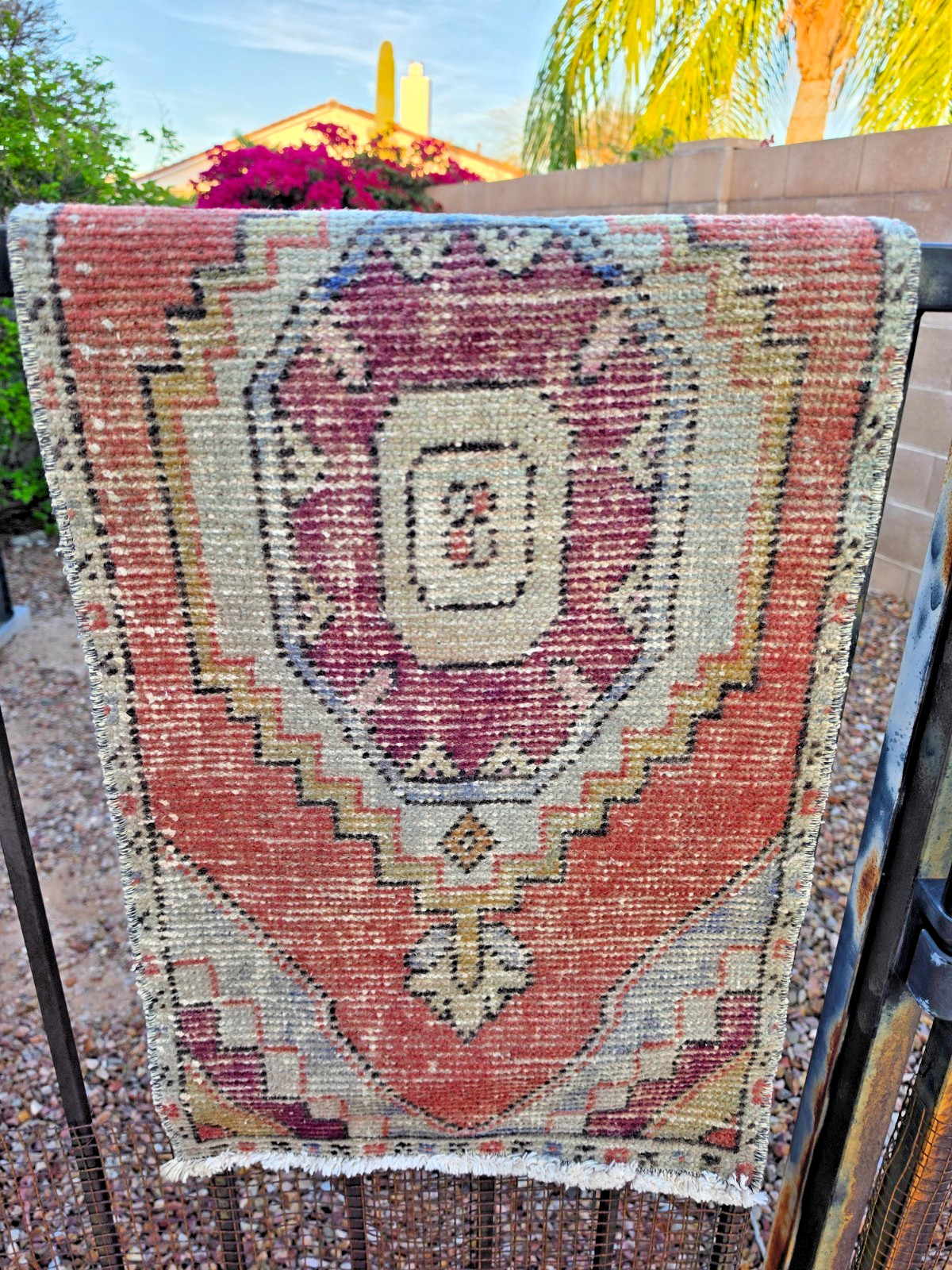 Vintage Turkish Yastik Rug 17x36 Hand Knotted Wool Small Entryway Bath Accent gallery