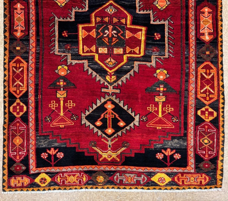 Vintage Hand Knotted Luri Tribal Wool Rug 5x8 Geometric Red Oriental Carpet gallery