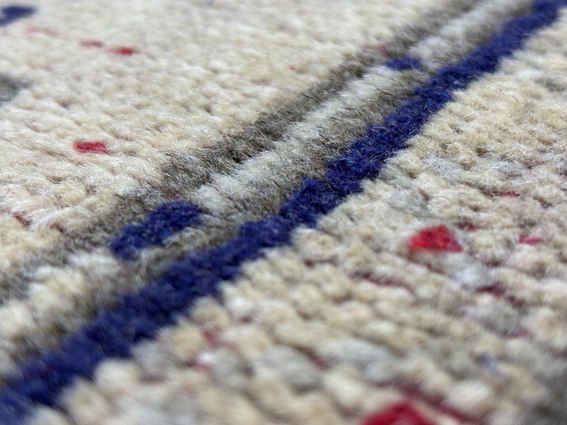 5x11 Beige Blue Red Vintage Turkish Runner, Hand-Knotted Large Oushak Runner gallery
