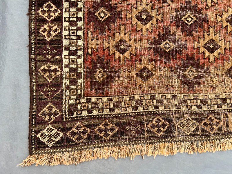 3'2 x 6'5 ft Antique Afghan Baluchi Rug Hand Knotted Wool Distressed Kitchen Rug gallery