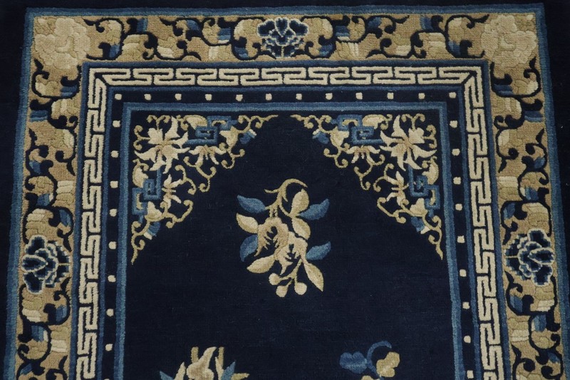 Vintage 3x6 Hand-Knotted Wool Rug with All-Over Geometric Design in Rich Blue gallery
