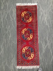 2×5 Ft Red Mini Runner, Ersari Tribal Handmade Carpet For Minimalist Décor