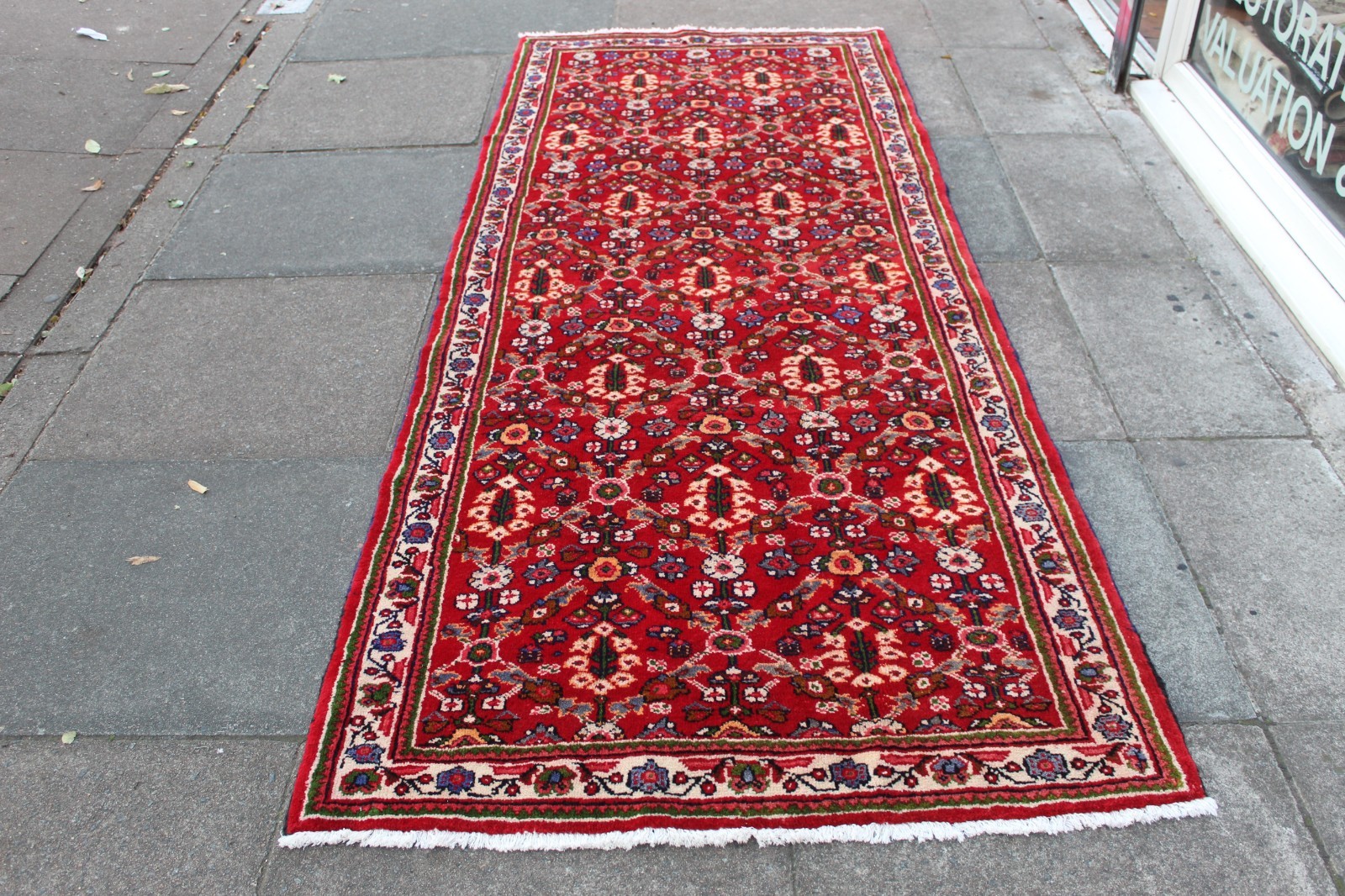 Vintage Hand Made Traditional Oriental Wool Red Long Rug Runner 263x105cm gallery