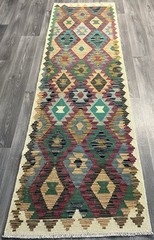 Handmade Kilim Runner wool natural colours Afghan Traditional 288cmx83cm