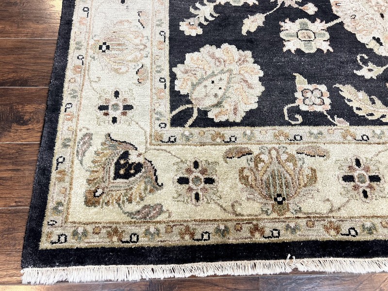 Indo Mahal Rug 8x10, Black and Beige, Vintage Rug 8 x 10 ft, Floral, Wool Carpet gallery