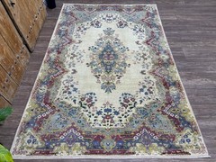 5×7 Vintage Floral Turkish Area Rug, Hand-Knotted Wool Living Room Bedroom Rug