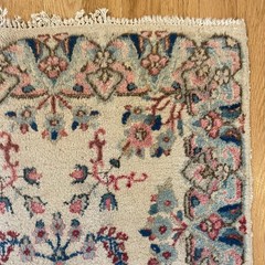Vintage Rug 1′ 11 x 3′ Cream Floral Hand Knotted Oriental Rug