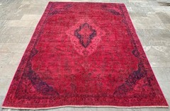 Vintage Afghan Rug, Zero Pile Overdyed Rug, Traditional Area Carpet (7×11 ft.)