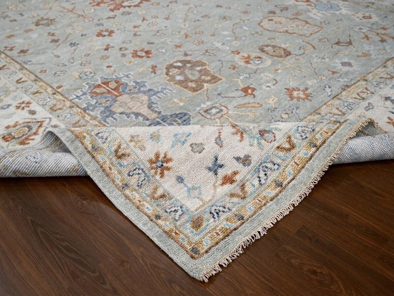 12'1"x18' Eton Green, Organic Wool, Hand Knotted, Coarse&Suple Pile Oushak Rug gallery