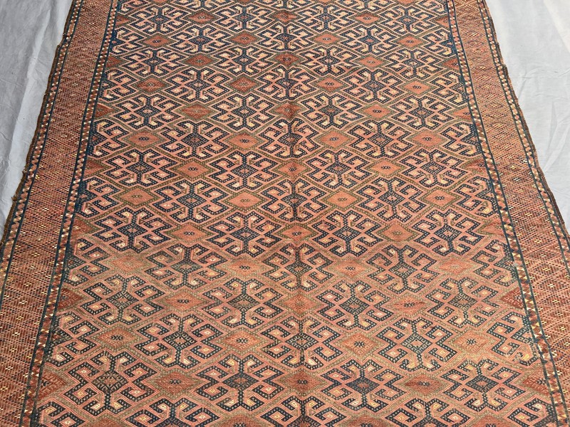 6.1 x 10.4 ft 1850s Antique Hand Woven Kilim Rug | Rare Sumak Turkmen Area Rug gallery