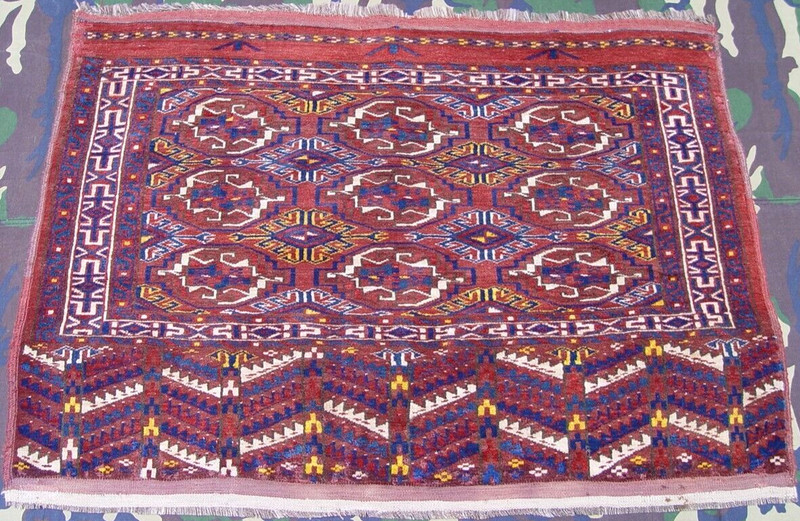 Antique Turkmen Yomud Torba Saddle Bag face Hand Knotted Wool Rug 2'8" x 3'7" gallery