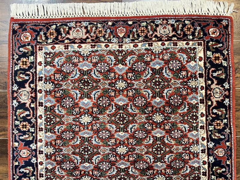 Indo Perisan Rug 3x5 Red Navy Blue Vintage Wool Handmade Small Bidjar Carpet gallery