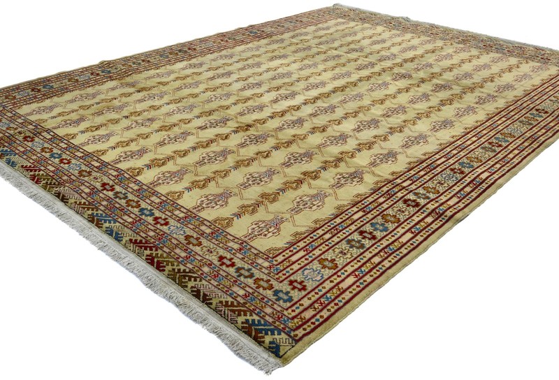 Beige One of a Kind Tribal Design Wool Handmade Farmhouse Oriental Carpet 7X9 ft gallery