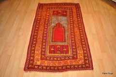 _ANTIQUE_HANDMADE_RUG ANATOLYAIN 3×5 ft. hand woven oriental, red, orange,
