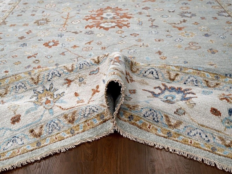 12'1"x18' Eton Green, Organic Wool, Hand Knotted, Coarse&Suple Pile Oushak Rug gallery