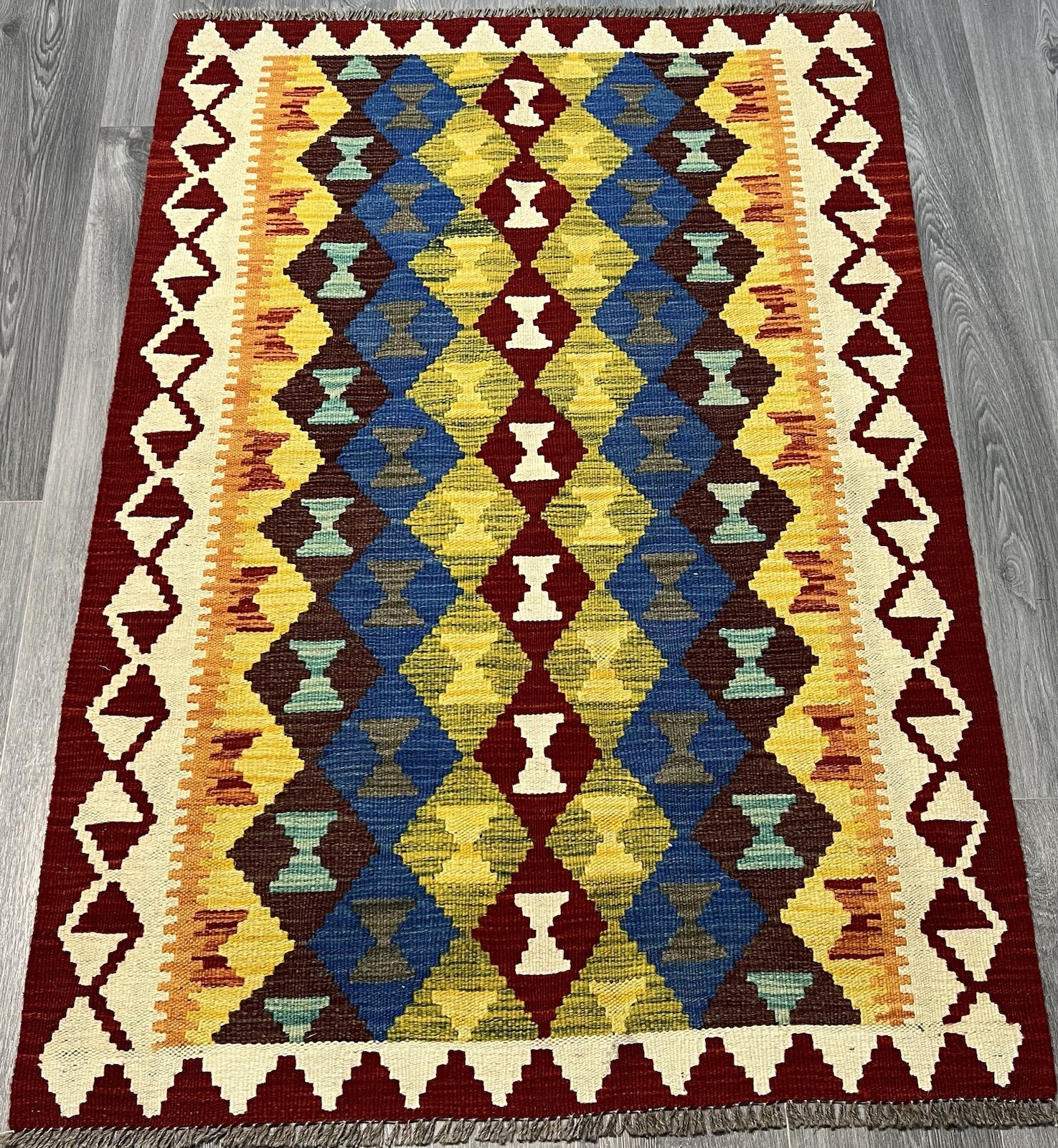 Vintage Kilim Traditional Hand Made Oriental Wool Kilim 5ftx3.2ft 151cmx101cm gallery