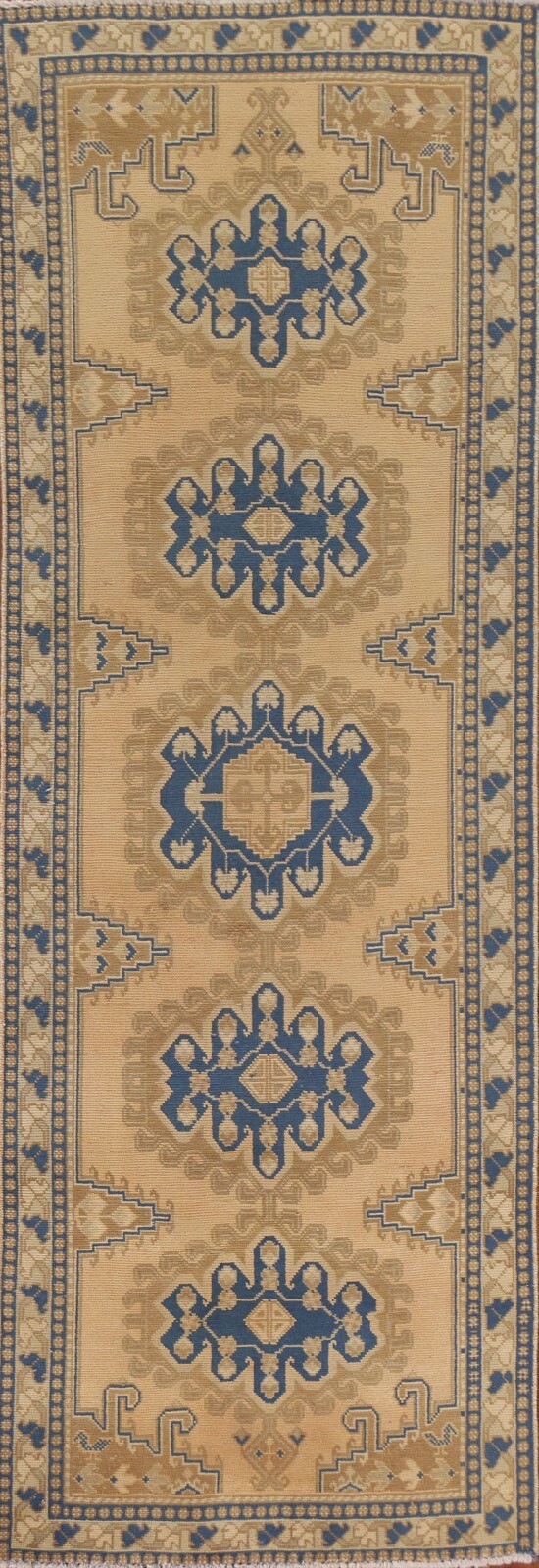 Geometric Ardebil 10 ft. Runner Vintage Rug Wool Hand-knotted 3x10 gallery