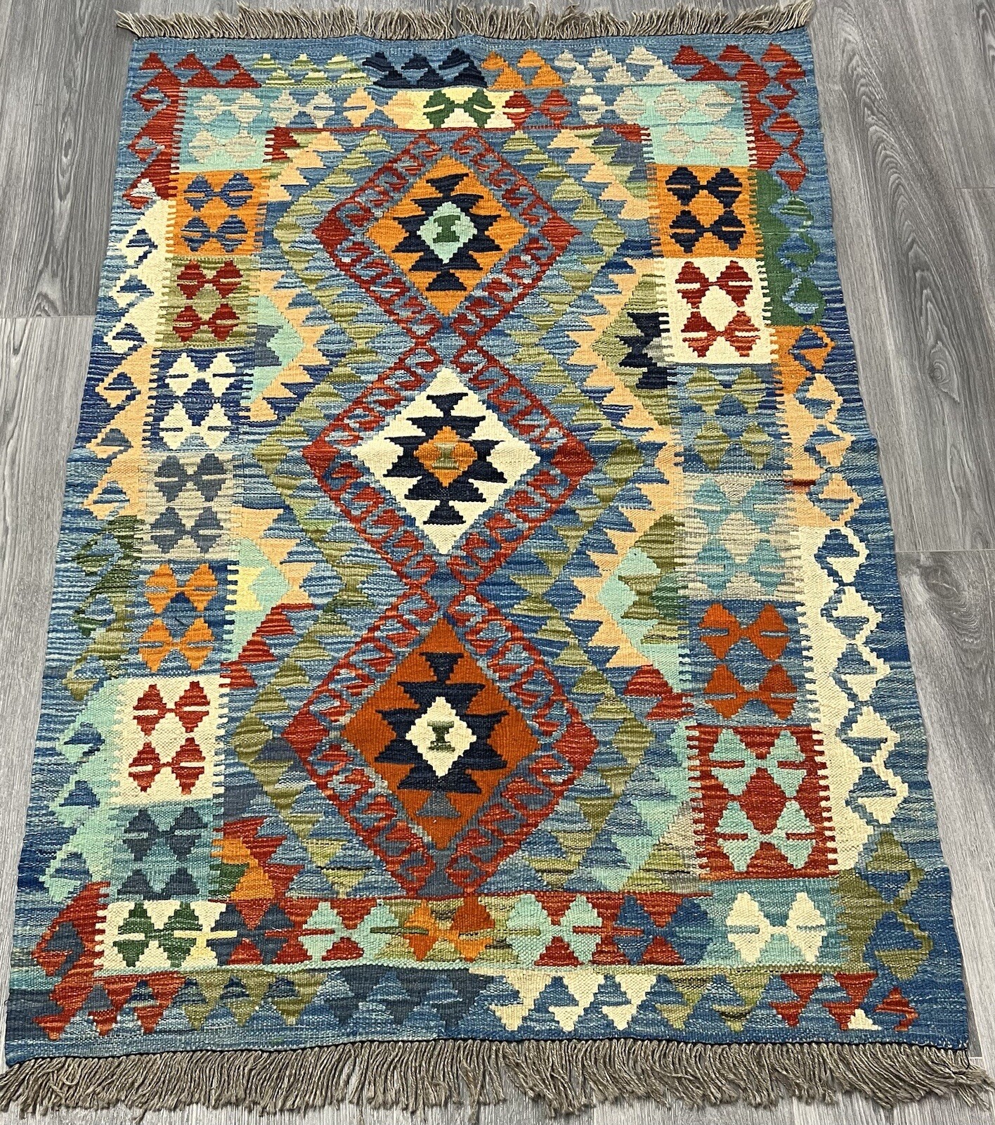 Vintage Kilim Traditional Hand Made Oriental Wool Kilim 5ftx3.2ft 151cmx103cm gallery