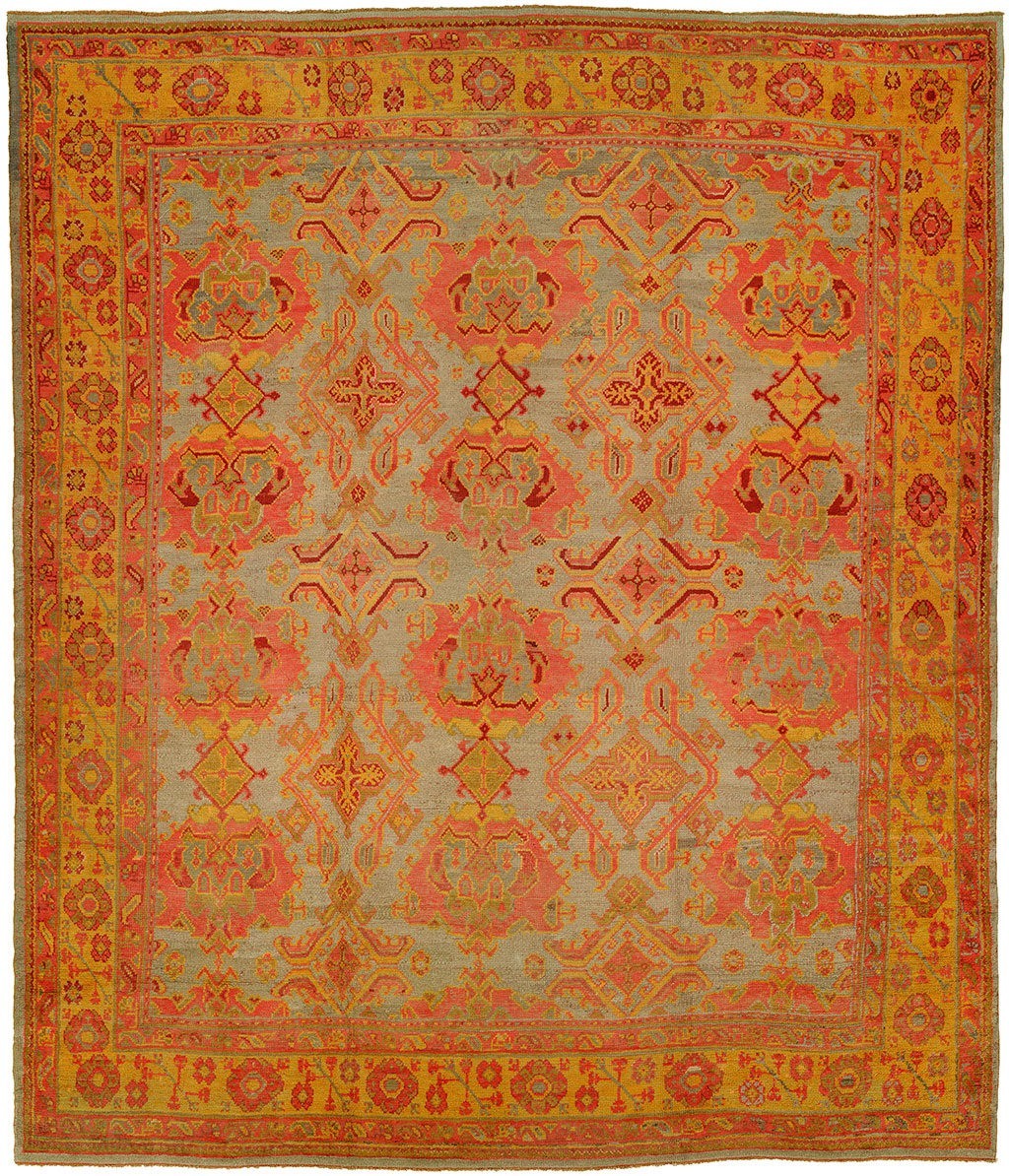 Antique Unbelievable All Over "Crab" Turkish Oushak Ushak Rug Size 12'4''x14'3'' gallery