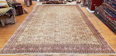 Masterpiece 1940s Antique Wool Pile Muted Dye Hereke Turkish Area Rug 8x12ft
