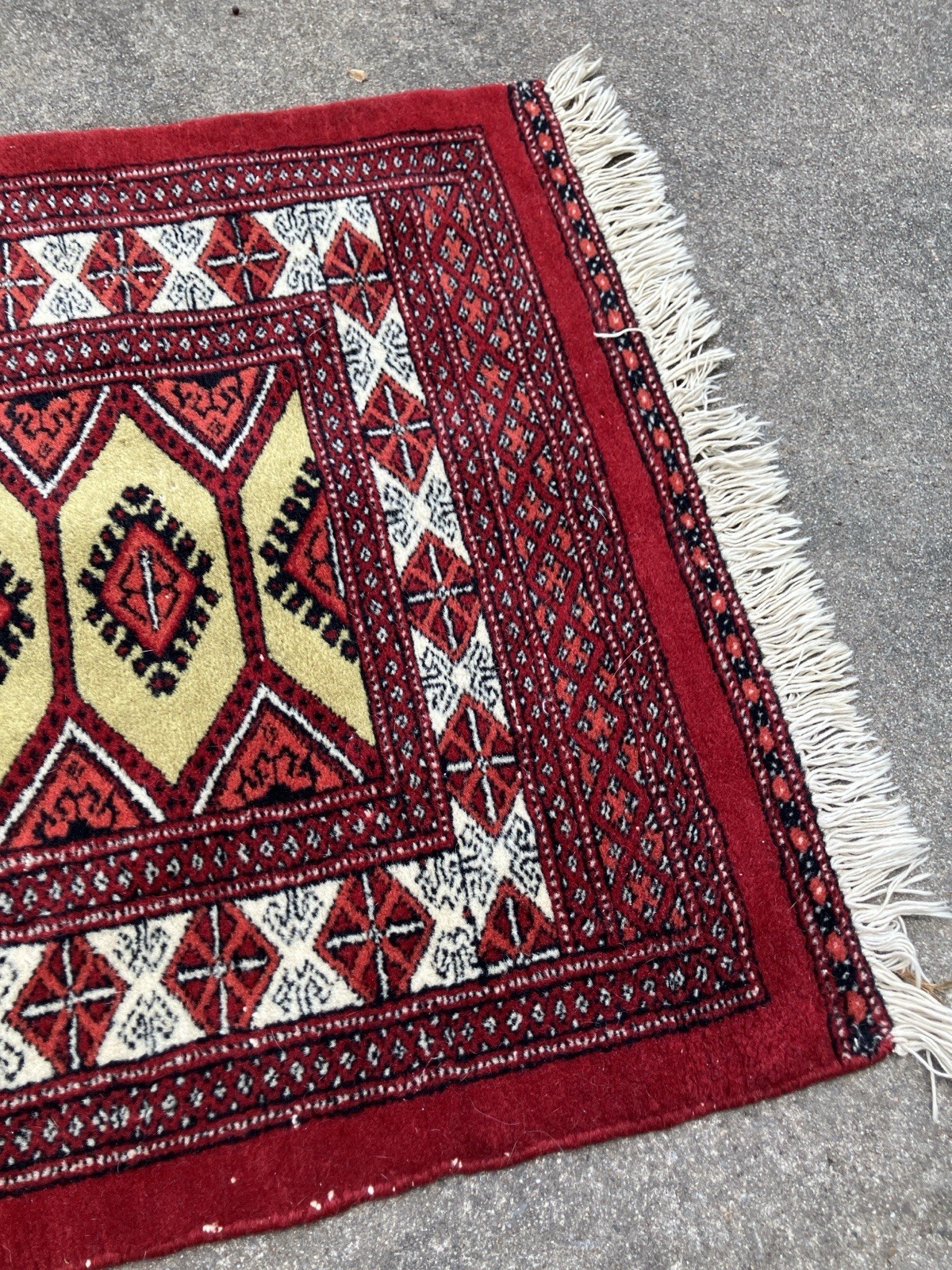 Vintage 70s Hand knotted Bokhara Jhaldar Wool Rug 50” X 24” Original Receipt gallery