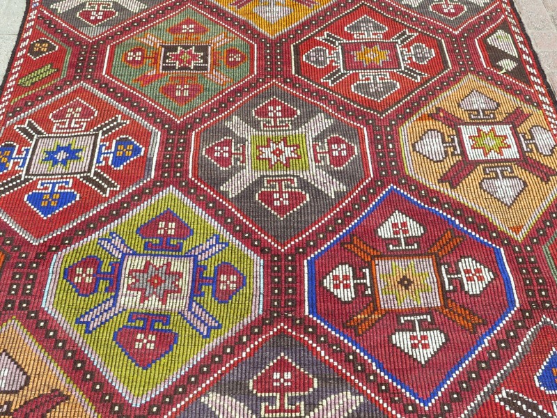 Vintage Oriental Kilim Wool Rugs, Handmade Large Carpet, Floor Teppich 68x109" gallery