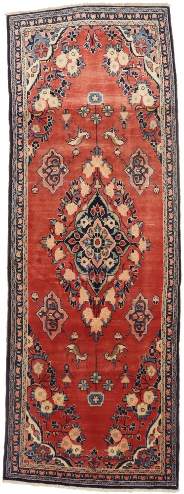 3'9 X 10'6 Vintage Oriental Runner Rug Tribal Floral Design Carpet 4X10 ft