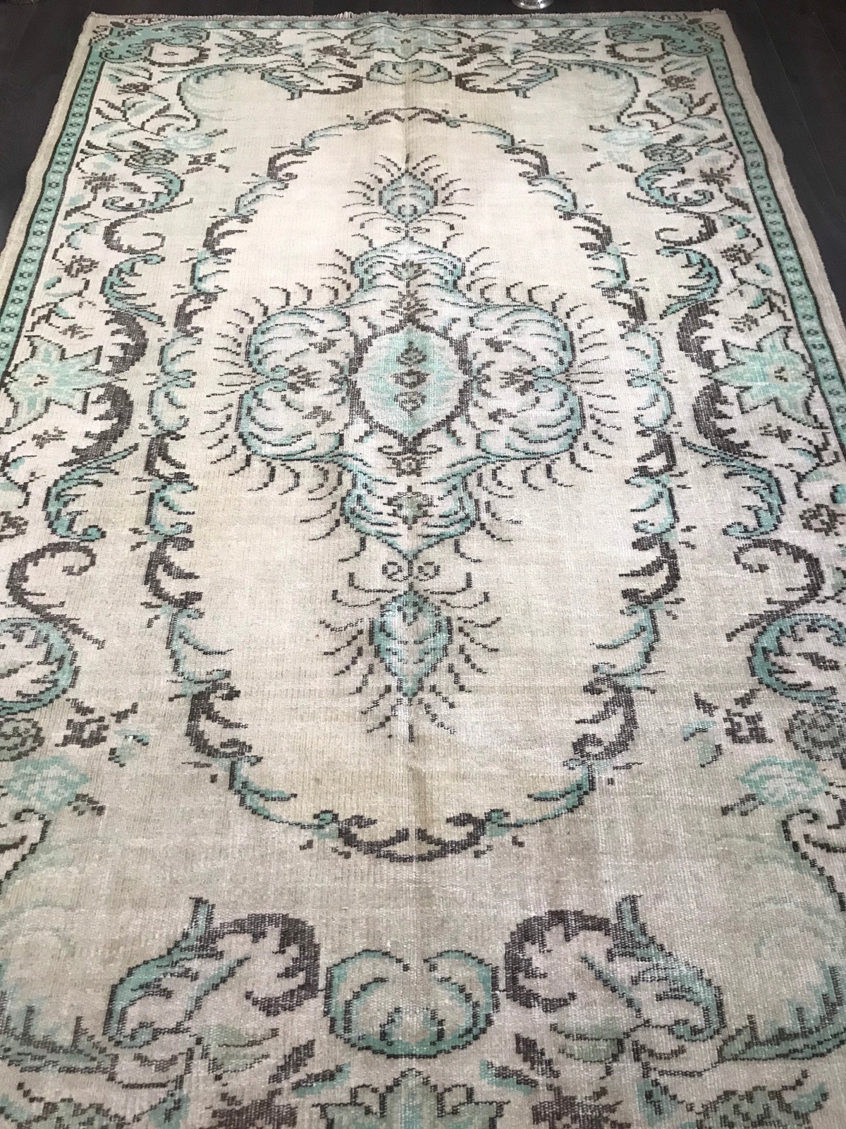 Green Turkish Rug, Large Turkish Rug, Green Vintage Rug, Large Area Rug, Handmad gallery