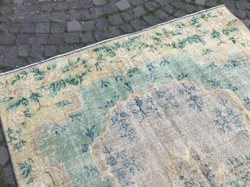 Turkish Antique rug Bohemian Area rug Oushak rug Vintage Rug Handmade Wool rug gallery