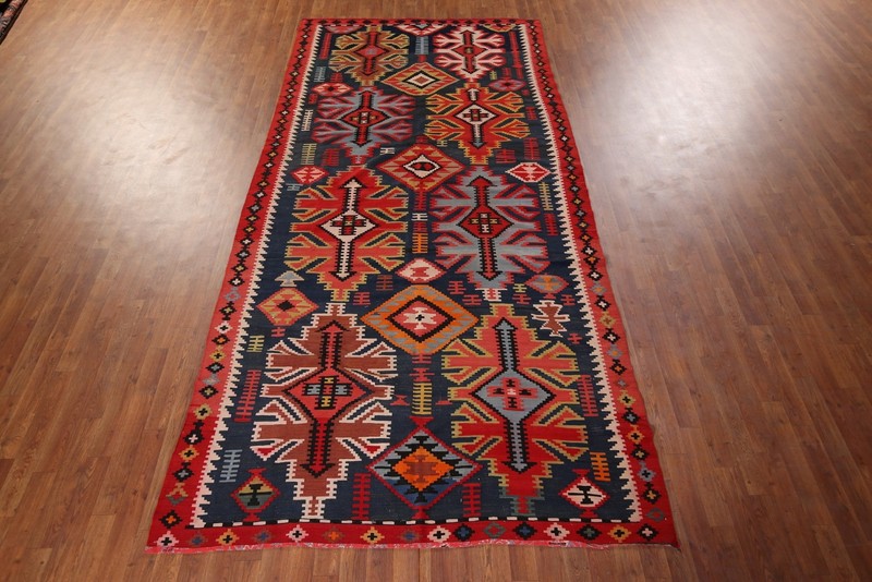 Vegetable Dye Antique Kilim Russian Shirvan Reversible Rug 6x11 Flat weave Rug gallery