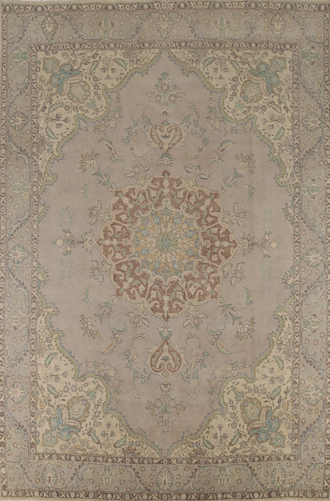 Handmade Wool Vintage Area Rug 9x13 Gray Traditional Medallion Classic Carpet gallery