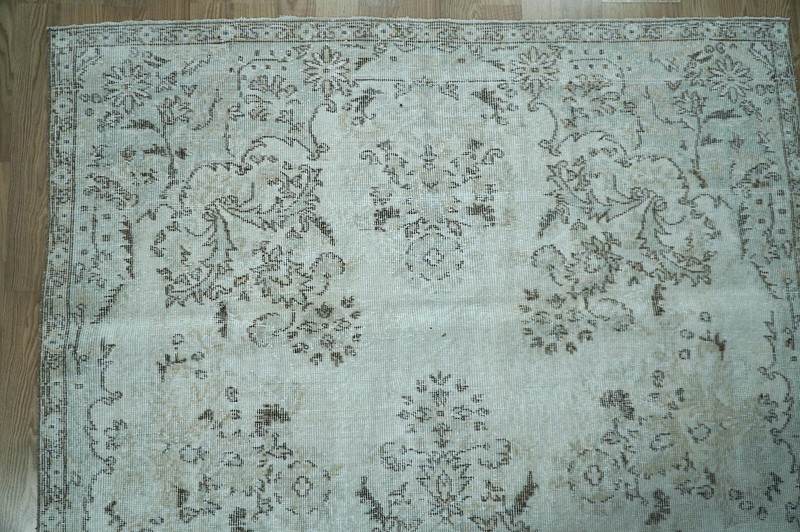 VINTAGE TURKISH RUG, Neutral Beige Rug, Carpet, 5.71x9.58 ft H-2241 gallery