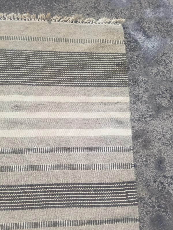 Vintage Traditional Handmade Oriental Stripped Wool Multicolor Kilim 4.9x2.9 ft gallery