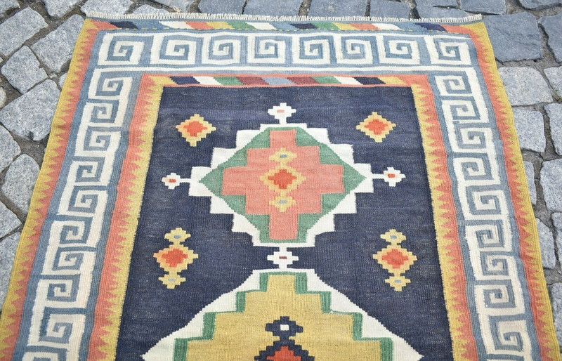 Vintage Caucasian Rug 31'' x 45'' Caucasian Fine Quality Kilim Natural Wool Rug gallery