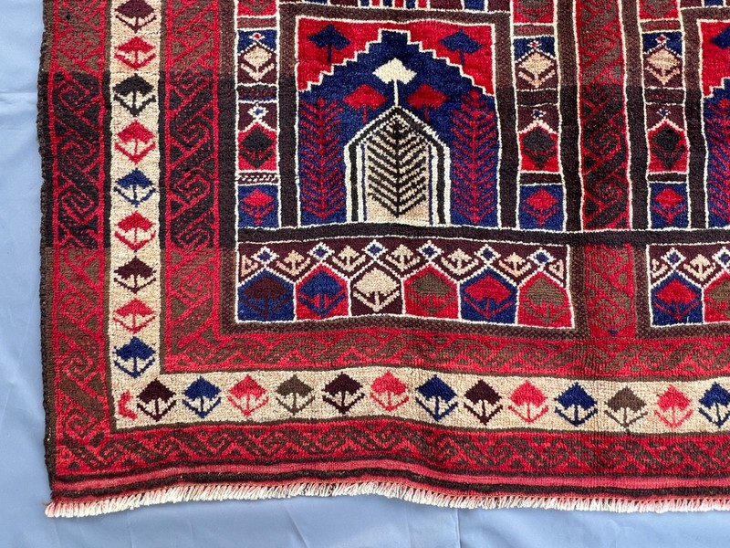 150 X 260 cm Vintage Natural Vegetable Dye Nomad Maldari Belouch Prayer Carpet gallery