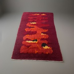Vintage LARGE Hand Knotted Mid Century Swedish Rya Shag Rug Carpet 79”x52”