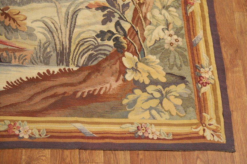 Vegetable Dye Antique Tapestries Rug Franch Hand-woven Wallhanging Kilim Rug 4x6 gallery