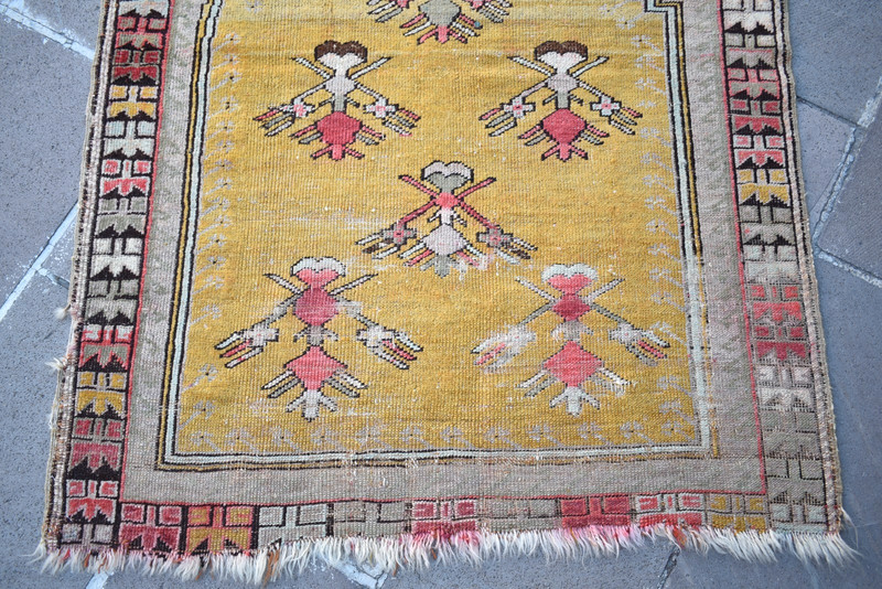 Fabulous Antique Turkish Rug 40'' x 51'' Collector Item Fragment Mudjur Wall Rug gallery