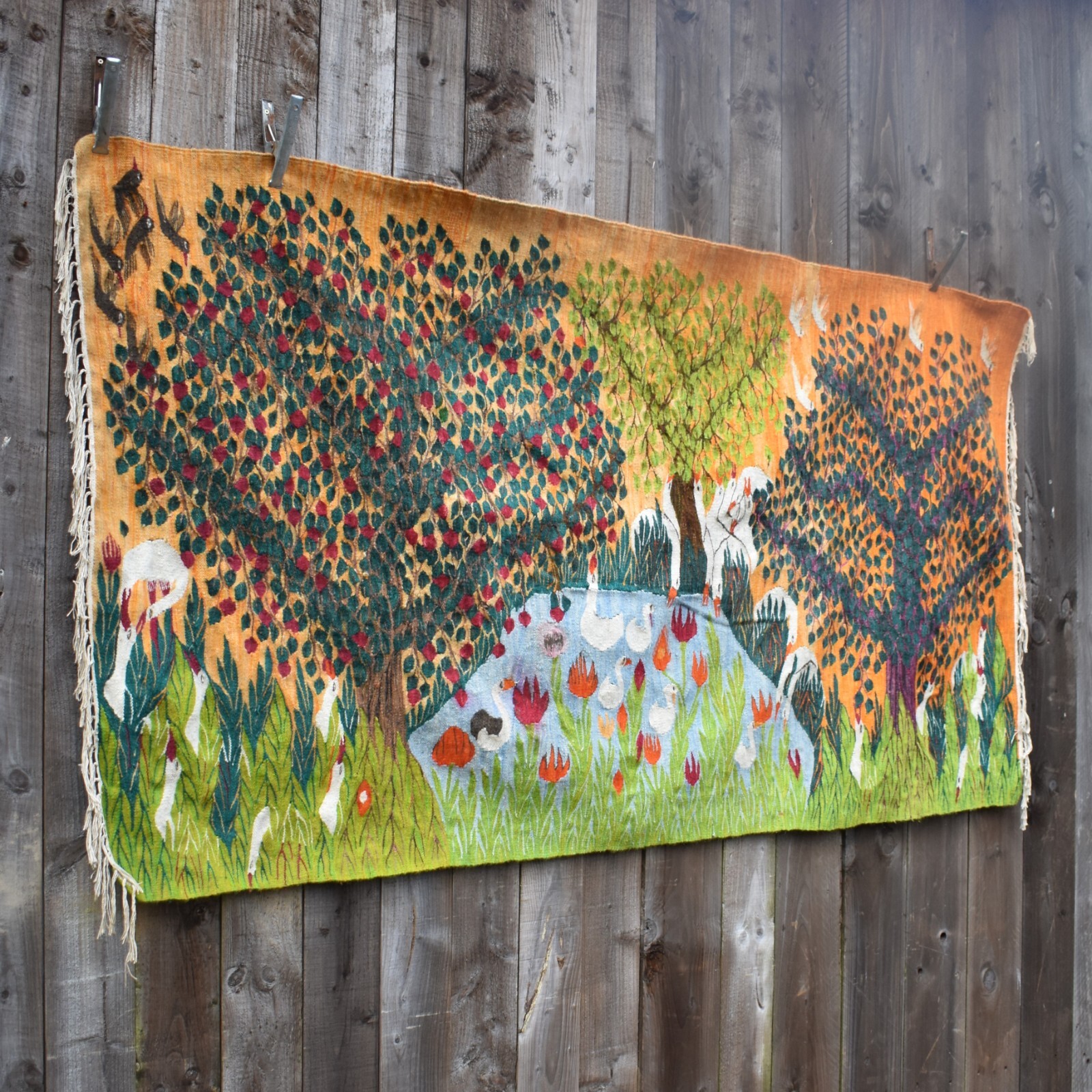 Vintage Egyptian Wissa Wassef Hand Made Tree of Life & Birds Tapestry Kilim Rug gallery
