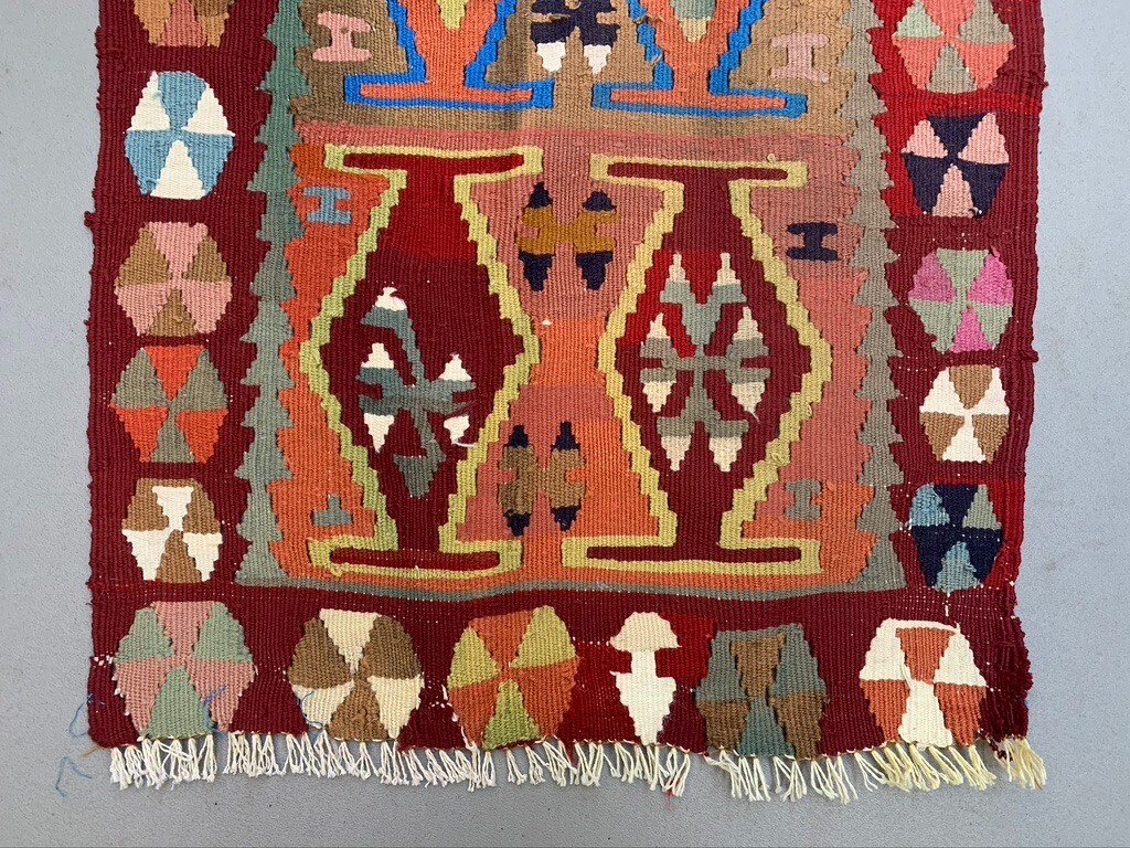 Vintage Turkish Mini Kilim 93x49 cm Wool Small Kelim Runner, shabby Chic gallery