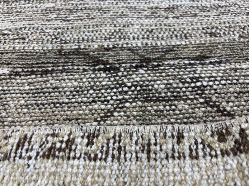 3x9 Beige Brown Vintage Turkish Oushak Hallway Runner, Hand-Knotted Wool Rug gallery