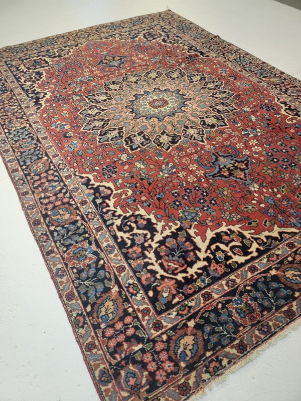 Antique Oriental Hand-Knotted Wool Area Rug Khoy Rust/Navy Blue 7'2" x 10'1" gallery