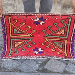 2×1 Turkish Canakkale Vintage Small Rug 48 x 31 cm Bath Mat 1.57 x 1.02 ft
